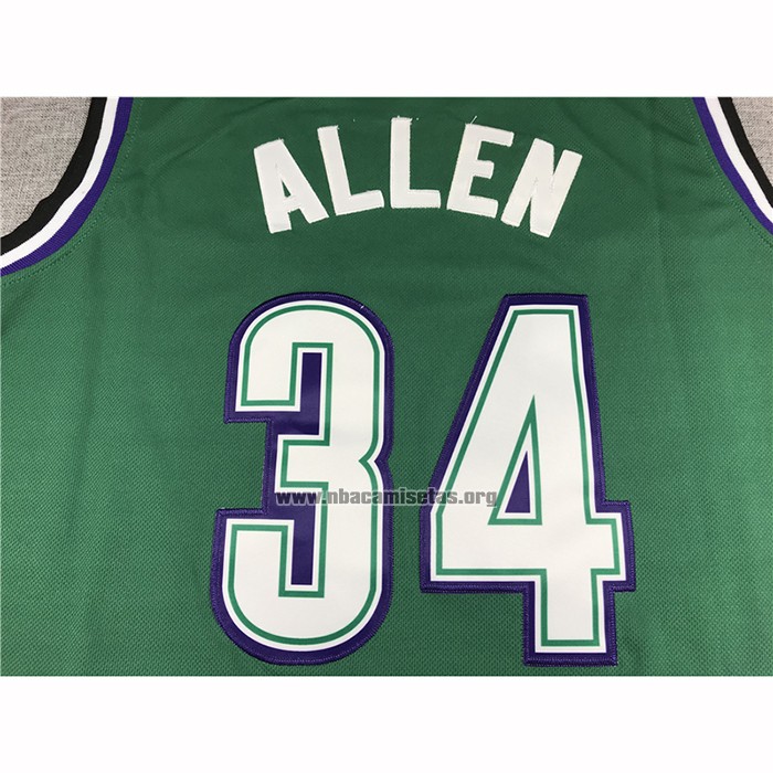 Camiseta Milwaukee Bucks Ray Allen NO 34 Mitchell & Ness 1996-97 Verde